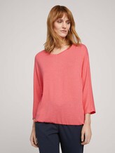 Meliertes Shirt mit elastischem Bund - Frauen - strong peach melange Meliertes Shirt mit elastischem Bund - Frauen - strong peach melange - 1 - TOM TAILOR