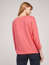 Meliertes Shirt mit elastischem Bund - Frauen - strong peach melange Meliertes Shirt mit elastischem Bund - Frauen - strong peach melange - 2 - TOM TAILOR