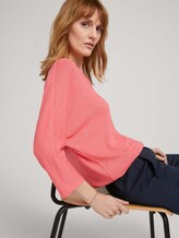 Meliertes Shirt mit elastischem Bund - Frauen - strong peach melange Meliertes Shirt mit elastischem Bund - Frauen - strong peach melange - 5 - TOM TAILOR