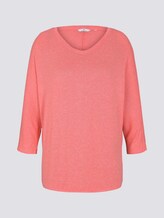 Meliertes Shirt mit elastischem Bund - Frauen - strong peach melange Meliertes Shirt mit elastischem Bund - Frauen - strong peach melange - 7 - TOM TAILOR