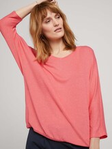Meliertes Shirt mit elastischem Bund - Frauen - strong peach melange Meliertes Shirt mit elastischem Bund - Frauen - strong peach melange - 9 - TOM TAILOR