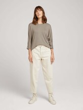 Meliertes Shirt mit elastischem Bund - Frauen - oyster grey melange Meliertes Shirt mit elastischem Bund - Frauen - oyster grey melange - 3 - TOM TAILOR
