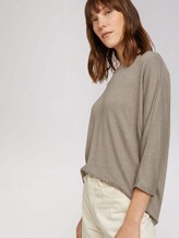 Meliertes Shirt mit elastischem Bund - Frauen - oyster grey melange Meliertes Shirt mit elastischem Bund - Frauen - oyster grey melange - 5 - TOM TAILOR