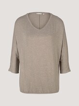 Meliertes Shirt mit elastischem Bund - Frauen - oyster grey melange Meliertes Shirt mit elastischem Bund - Frauen - oyster grey melange - 7 - TOM TAILOR
