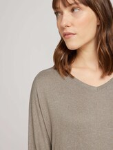 Meliertes Shirt mit elastischem Bund - Frauen - oyster grey melange Meliertes Shirt mit elastischem Bund - Frauen - oyster grey melange - 9 - TOM TAILOR