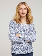 Gemusterte Bluse mit LENZING™ ECOVERO™ und V-Ausschnitt - Frauen - navy offwhite flower design Gemusterte Bluse mit LENZING™ ECOVERO™ und V-Ausschnitt - Frauen - navy offwhite flower design - 1 - TOM TAILOR