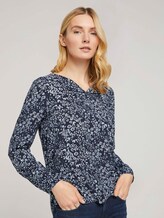 Gemusterte Bluse mit LENZING™ ECOVERO™ und V-Ausschnitt - Frauen - navy flower design Gemusterte Bluse mit LENZING™ ECOVERO™ und V-Ausschnitt - Frauen - navy flower design - 1 - TOM TAILOR