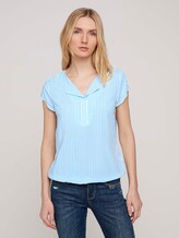Gemusterte Bluse mit LENZING™ ECOVERO™ - Frauen - blue white vertical stripe Gemusterte Bluse mit LENZING™ ECOVERO™ - Frauen - blue white vertical stripe - 1 - TOM TAILOR