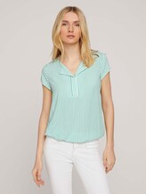Gemusterte Bluse mit LENZING™ ECOVERO™ - Frauen - green white vertical stripe Gemusterte Bluse mit LENZING™ ECOVERO™ - Frauen - green white vertical stripe - 1 - TOM TAILOR