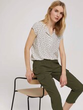 Blouse met korte mouwen met dessin - Vrouwen - beige geometrical design Blouse met korte mouwen met dessin - Vrouwen - beige geometrical design - 5 - TOM TAILOR