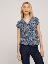 Gemusterte Bluse mit LENZING™ ECOVERO™ - Frauen - navy offwhite flower design Gemusterte Bluse mit LENZING™ ECOVERO™ - Frauen - navy offwhite flower design - 1 - TOM TAILOR
