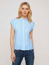 Gestreifte Kurzarm Hemdbluse - Frauen - blue offwhite vertical stripe Gestreifte Kurzarm Hemdbluse - Frauen - blue offwhite vertical stripe - 1 - TOM TAILOR