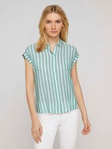 Gestreifte Kurzarm Hemdbluse - Frauen - green offwhite vertical stripe Gestreifte Kurzarm Hemdbluse - Frauen - green offwhite vertical stripe - 1 - TOM TAILOR