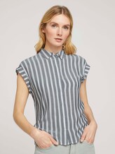 Gestreifte Kurzarm Hemdbluse - Frauen - offwhite navy vertical stripe Gestreifte Kurzarm Hemdbluse - Frauen - offwhite navy vertical stripe - 1 - TOM TAILOR