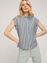Gestreifte Kurzarm Hemdbluse - Frauen - offwhite navy vertical stripe Gestreifte Kurzarm Hemdbluse - Frauen - offwhite navy vertical stripe - 5 - TOM TAILOR