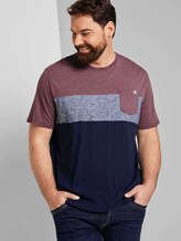 Blockstreifen T-Shirt mit Brusttasche - Männer - Dusty Wildberry Red Blockstreifen T-Shirt mit Brusttasche - Männer - Dusty Wildberry Red - 5 - Men Plus
