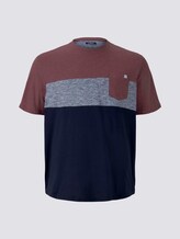 Blockstreifen T-Shirt mit Brusttasche - Männer - Dusty Wildberry Red Blockstreifen T-Shirt mit Brusttasche - Männer - Dusty Wildberry Red - 7 - Men Plus