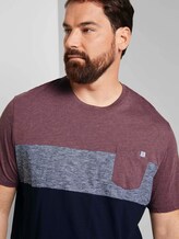 Blockstreifen T-Shirt mit Brusttasche - Männer - Dusty Wildberry Red Blockstreifen T-Shirt mit Brusttasche - Männer - Dusty Wildberry Red - 9 - Men Plus