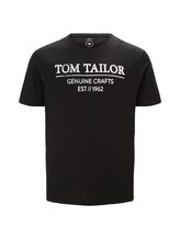 TOM TAILOR Herren T-Shirt mit Logo-Print, schwarz, Gr.5XL