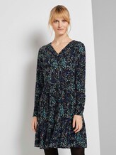 Gemustertes Kleid mit Volants - Frauen - black floral design Gemustertes Kleid mit Volants - Frauen - black floral design - 1 - TOM TAILOR