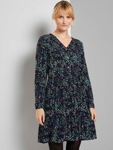 Gemustertes Kleid mit Volants - Frauen - black floral design Gemustertes Kleid mit Volants - Frauen - black floral design - 5 - TOM TAILOR