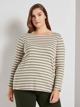 Gestreiftes Langarmshirt - Frauen - green sand stripe Gestreiftes Langarmshirt - Frauen - green sand stripe - 1 - My True Me