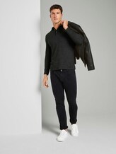 Gemustertes Langarm Poloshirt - Männer - Black Gemustertes Langarm Poloshirt - Männer - Black - 3 - TOM TAILOR