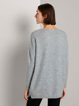 Langer Pullover mit V-Ausschnitt - Frauen - Light Silver Grey Mélange Langer Pullover mit V-Ausschnitt - Frauen - Light Silver Grey Mélange - 2 - TOM TAILOR Denim