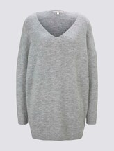 Langer Pullover mit V-Ausschnitt - Frauen - Light Silver Grey Mélange Langer Pullover mit V-Ausschnitt - Frauen - Light Silver Grey Mélange - 7 - TOM TAILOR Denim