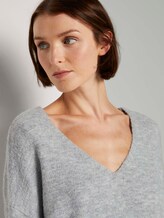 Langer Pullover mit V-Ausschnitt - Frauen - Light Silver Grey Mélange Langer Pullover mit V-Ausschnitt - Frauen - Light Silver Grey Mélange - 9 - TOM TAILOR Denim