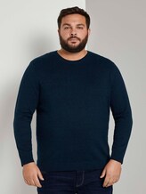 Strickpullover in Melange Optik - Männer - navy blue heather Strickpullover in Melange Optik - Männer - navy blue heather - 1 - Men Plus