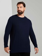 Strukturierter Pullover aus Baumwolle - Männer - Dark Blue Strukturierter Pullover aus Baumwolle - Männer - Dark Blue - 1 - Men Plus