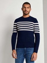 Gestreifter Strickpullover - Männer - navy white placed stripe Gestreifter Strickpullover - Männer - navy white placed stripe - 1 - TOM TAILOR