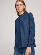 Rüschen Jeans Bluse mit Lyocell - Frauen - dark stone wash denim Rüschen Jeans Bluse mit Lyocell - Frauen - dark stone wash denim - 5 - TOM TAILOR