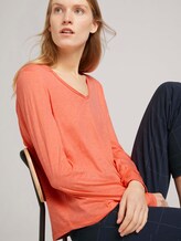Langarmshirt mit V-Ausschnitt - Frauen - strong peach tone Langarmshirt mit V-Ausschnitt - Frauen - strong peach tone - 5 - TOM TAILOR