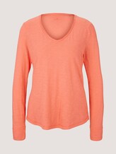 Langarmshirt mit V-Ausschnitt - Frauen - strong peach tone Langarmshirt mit V-Ausschnitt - Frauen - strong peach tone - 7 - TOM TAILOR