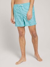 Gemusterte Badeshorts - Männer - blue white summer palm print Gemusterte Badeshorts - Männer - blue white summer palm print - 1 - TOM TAILOR Denim