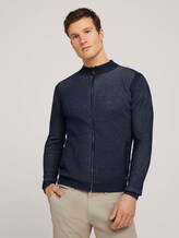 Stehkragen Strickjacke mit Bio-Baumwolle - Männer - Dark Blue Stehkragen Strickjacke mit Bio-Baumwolle - Männer - Dark Blue - 1 - TOM TAILOR