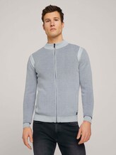 Strickjacke mit Stehkragen mit Bio-Baumwolle - Männer - Off White Strickjacke mit Stehkragen mit Bio-Baumwolle - Männer - Off White - 1 - TOM TAILOR