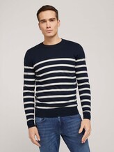gestreifter Pullover mit Bio-Baumwolle - Männer - Blue White Stripe gestreifter Pullover mit Bio-Baumwolle - Männer - Blue White Stripe - 1 - TOM TAILOR
