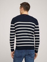 gestreifter Pullover mit Bio-Baumwolle - Männer - Blue White Stripe gestreifter Pullover mit Bio-Baumwolle - Männer - Blue White Stripe - 2 - TOM TAILOR