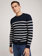 gestreifter Pullover mit Bio-Baumwolle - Männer - Blue White Stripe gestreifter Pullover mit Bio-Baumwolle - Männer - Blue White Stripe - 5 - TOM TAILOR