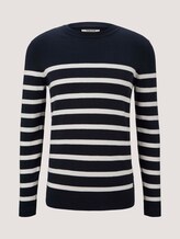gestreifter Pullover mit Bio-Baumwolle - Männer - Blue White Stripe gestreifter Pullover mit Bio-Baumwolle - Männer - Blue White Stripe - 7 - TOM TAILOR