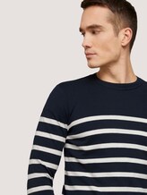 gestreifter Pullover mit Bio-Baumwolle - Männer - Blue White Stripe gestreifter Pullover mit Bio-Baumwolle - Männer - Blue White Stripe - 9 - TOM TAILOR
