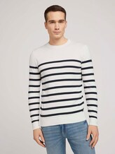 gestreifter Pullover mit Bio-Baumwolle - Männer - white navylue stripe gestreifter Pullover mit Bio-Baumwolle - Männer - white navylue stripe - 1 - TOM TAILOR