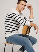 gestreifter Pullover mit Bio-Baumwolle - Männer - white navylue stripe gestreifter Pullover mit Bio-Baumwolle - Männer - white navylue stripe - 5 - TOM TAILOR