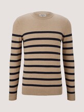 gestreifter Pullover mit Bio-Baumwolle - Männer - beige melange navy stripe gestreifter Pullover mit Bio-Baumwolle - Männer - beige melange navy stripe - 7 - TOM TAILOR