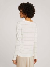 Gestreifter Strickpullover mit Lyocell - Frauen - white sand stripe Gestreifter Strickpullover mit Lyocell - Frauen - white sand stripe - 2 - Mine to five
