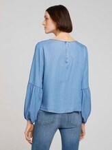 Jeansbluse mit Ballonärmeln mit Lyocell - Frauen - Blue Denim Jeansbluse mit Ballonärmeln mit Lyocell - Frauen - Blue Denim - 2 - TOM TAILOR Denim