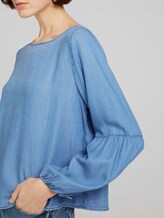 Jeansbluse mit Ballonärmeln mit Lyocell - Frauen - Blue Denim Jeansbluse mit Ballonärmeln mit Lyocell - Frauen - Blue Denim - 9 - TOM TAILOR Denim
